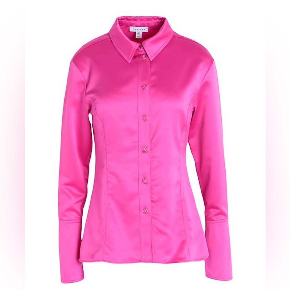 Topshop hot pink button-down blouse, size US4